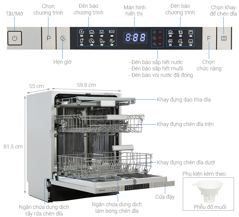 Máy rửa chén âm toàn phần Hafele HDW-FI60AB 538.21.330 Series 600